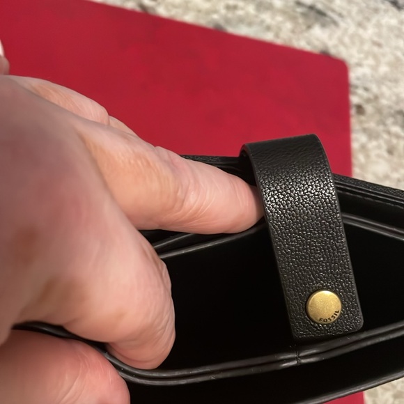 FOSSIL Mens Black Leather Breast Pocket Wallet 7” X 4” - Picture 3 of 4